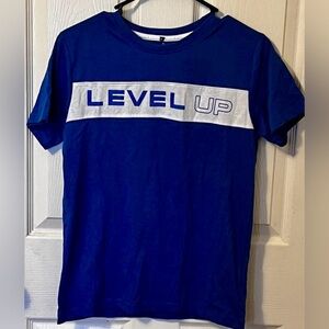 EUC Pacific Blue Level Up T Shirt Size 14/16 Short Sleeve Spring Boys Summer